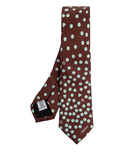 Moschino Polka-dot Tie In Brown
