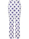 Moschino Stretch Satin Pants Biro Polka Dots In 白色