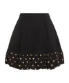 Moschino Polka Dots Wool Blend Diagonal Miniskirt In Black