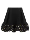 Moschino Polka Dots Wool Blend Diagonal Miniskirt In Black