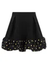 Moschino Polka Dots Wool Blend Diagonal Miniskirt In Black