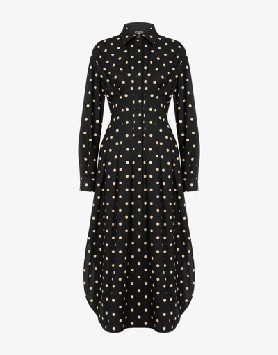 Moschino Polka Dots Printed Cotton Poplin Dress In Black