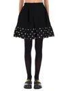 Moschino Midi Skirt With Polka Dots And Ruffles In Black