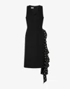 Moschino Polka Dots Wool Blend Diagonal Dress In Black