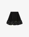 Moschino Polka Dots Wool Blend Diagonal Miniskirt In Black