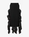 Moschino Polka Dots Wool Blend Diagonal Skirt In Black
