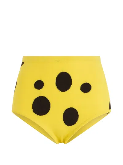 Moschino Polka-dot High-waisted Briefs In Yellow