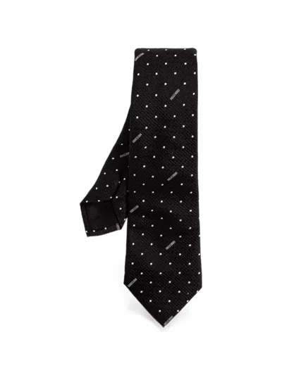 Moschino Polka-dot Logo-embroidered Tie In Multi