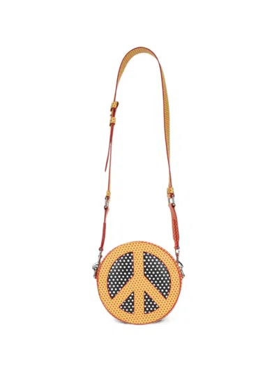 Moschino Polka-dot Peace-sign Belt Bag In Yellow