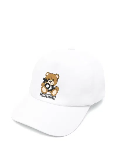Moschino Polo Bear-print Cap In ホワイト