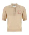 Moschino Knitwear Polo Collar Short Sleeves Ribbed Hem In Neutral