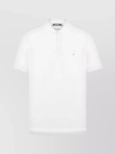 Moschino Logo-embroidered Polo T-shirt In White