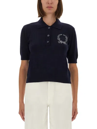 Moschino Blue Logo Shirt Collar Sweater In Black