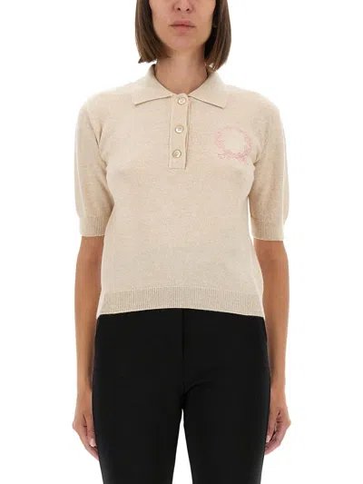 Moschino Polo Shirt With Logo In Neutral
