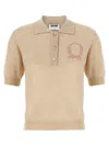 Moschino Knitwear Polo Collar Short Sleeves Ribbed Hem In Neutral
