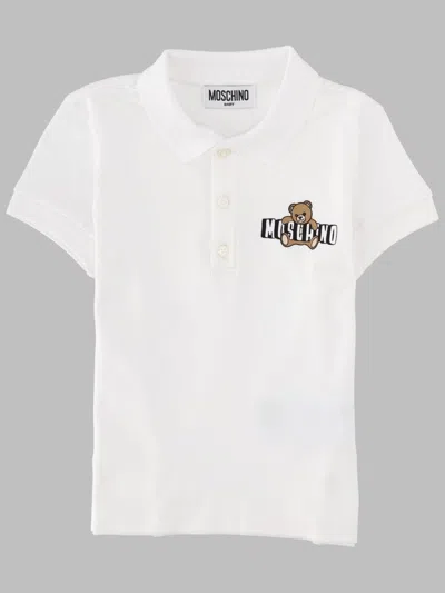 Moschino Polo Con Logo In White