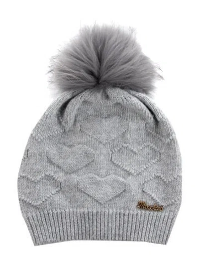 Pre-owned Moschino Pom Pom Winter Hat In Grey