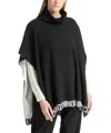 Moschino Logo Intarsia Turtleneck Poncho In Black