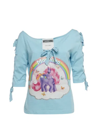 Pre-owned Moschino Pony-print Top In Blue