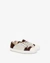 Moschino Cowhide Panelled Sneakers In Neutral
