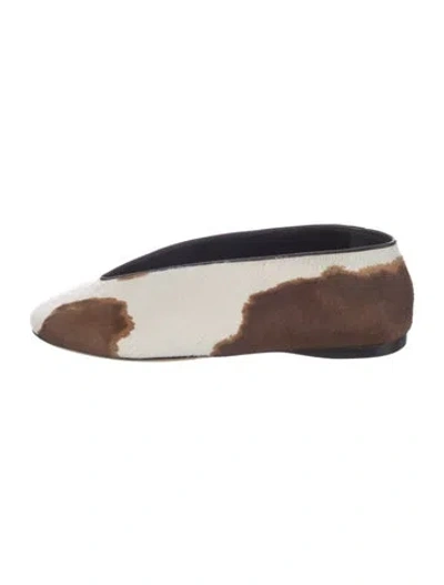 Pre-owned Moschino Ponyhair Animal Print Flats In Brown