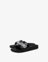 Moschino Pool Slides In Rubber With Logo In Black