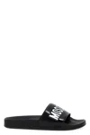 Moschino Rubber Pool Slides With Logo In Multi