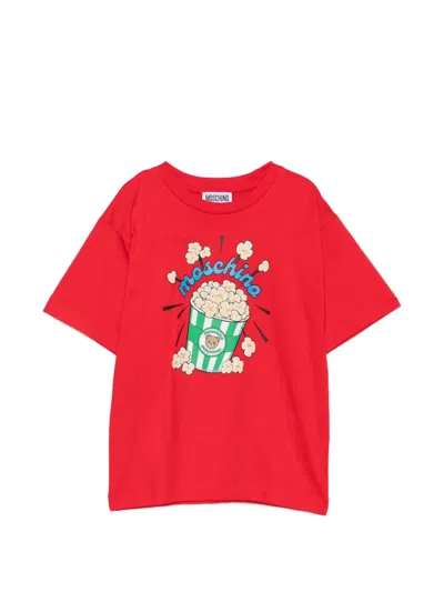 Moschino Kids' Popcorn-print T-shirt In Red