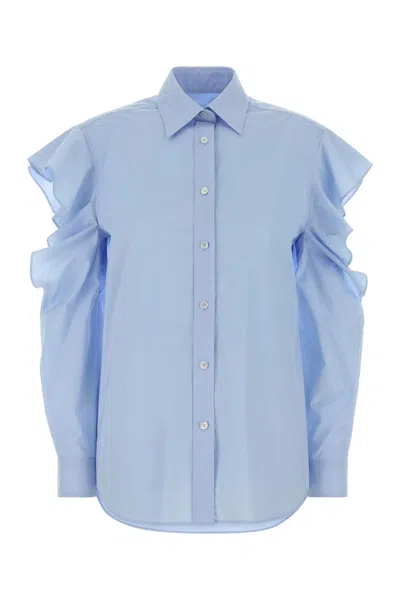 Moschino Poplin Cold-shoulder Shirt In Blue