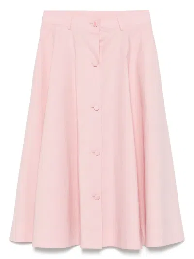 Moschino Poplin Midi Skirt In Pink