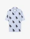 Moschino Poplin Shirt Allover Chimpanzee In Blue