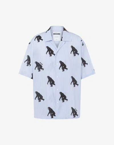 MOSCHINO POPLIN SHIRT ALLOVER CHIMPANZEE