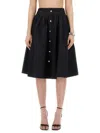 Moschino Flared High Waist Pleated Midi Skirt In Black