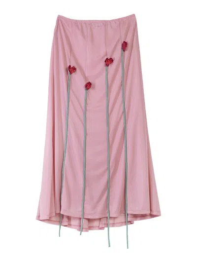 Moschino Poppies Skirt In Pink