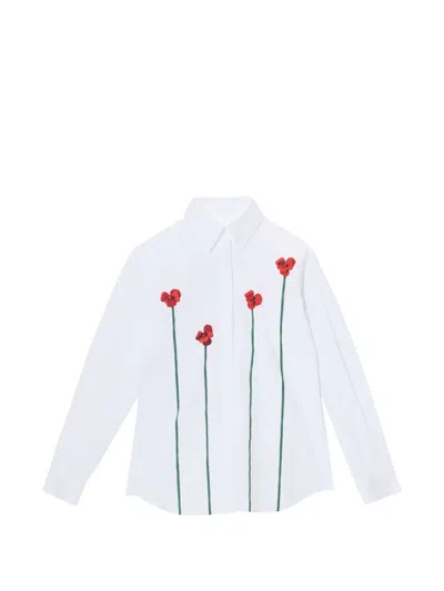 Moschino Poppy-print Shirt In White
