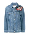 Moschino Porky Pig Embroidered Patch Denim Jacket In Blue