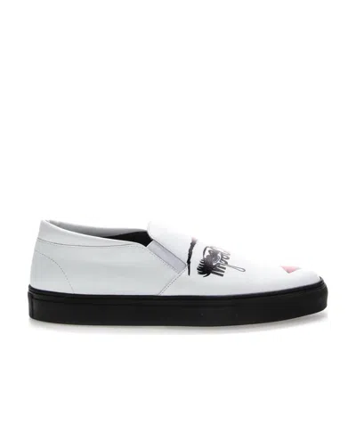 Moschino Portrait Print Cover Shoes In White