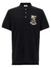 Moschino Graphic Print Polo Shirt With Side Slits In Black