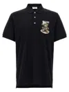 Moschino Graphic Print Polo Shirt With Side Slits In Black