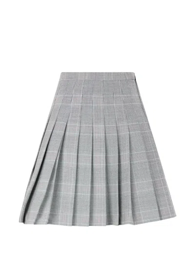 Moschino Prince Of Wales Check-pattern Mini Pleated Skirt In Gray