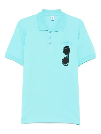 Moschino Print-detail Polo Shirt In Blue