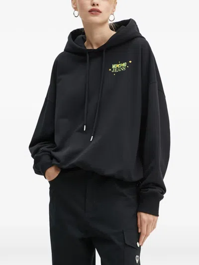 Moschino Print Hooded Sweatshirt In Black