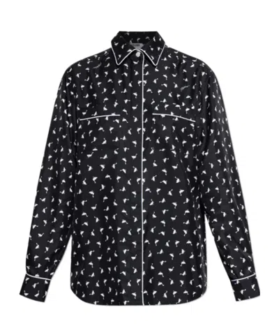 Moschino Printed Silk Shirt In Multi