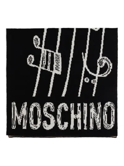 Moschino Print Scarf In Black