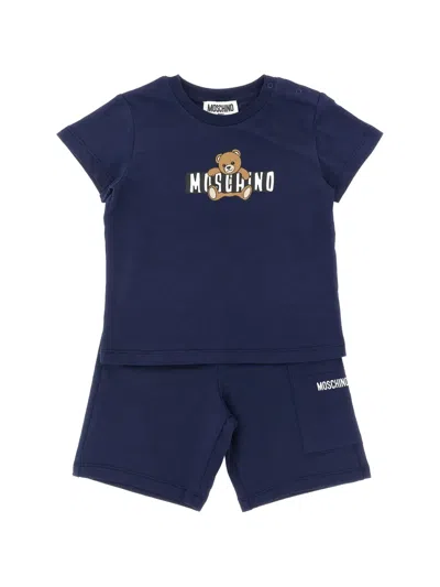 Moschino Kids' Print Short Set In Blue
