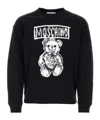 Moschino Teddy Print Cotton Crewneck Sweatshirt In Black