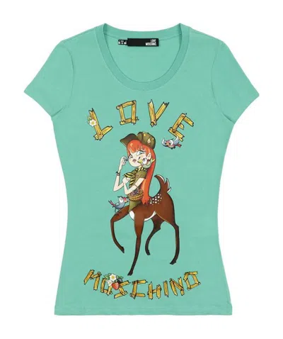 Moschino Print T-shirt In Green