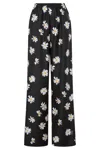 Moschino Black Silk Twill Allover Daisy Trousers