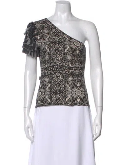 Pre-owned Moschino Printed Asymmetrical Top In Multi