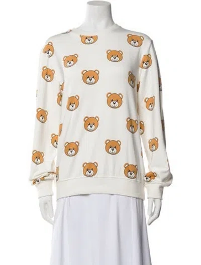 Pre-owned Moschino Printed Bateau Neckline Sweatshirt In White